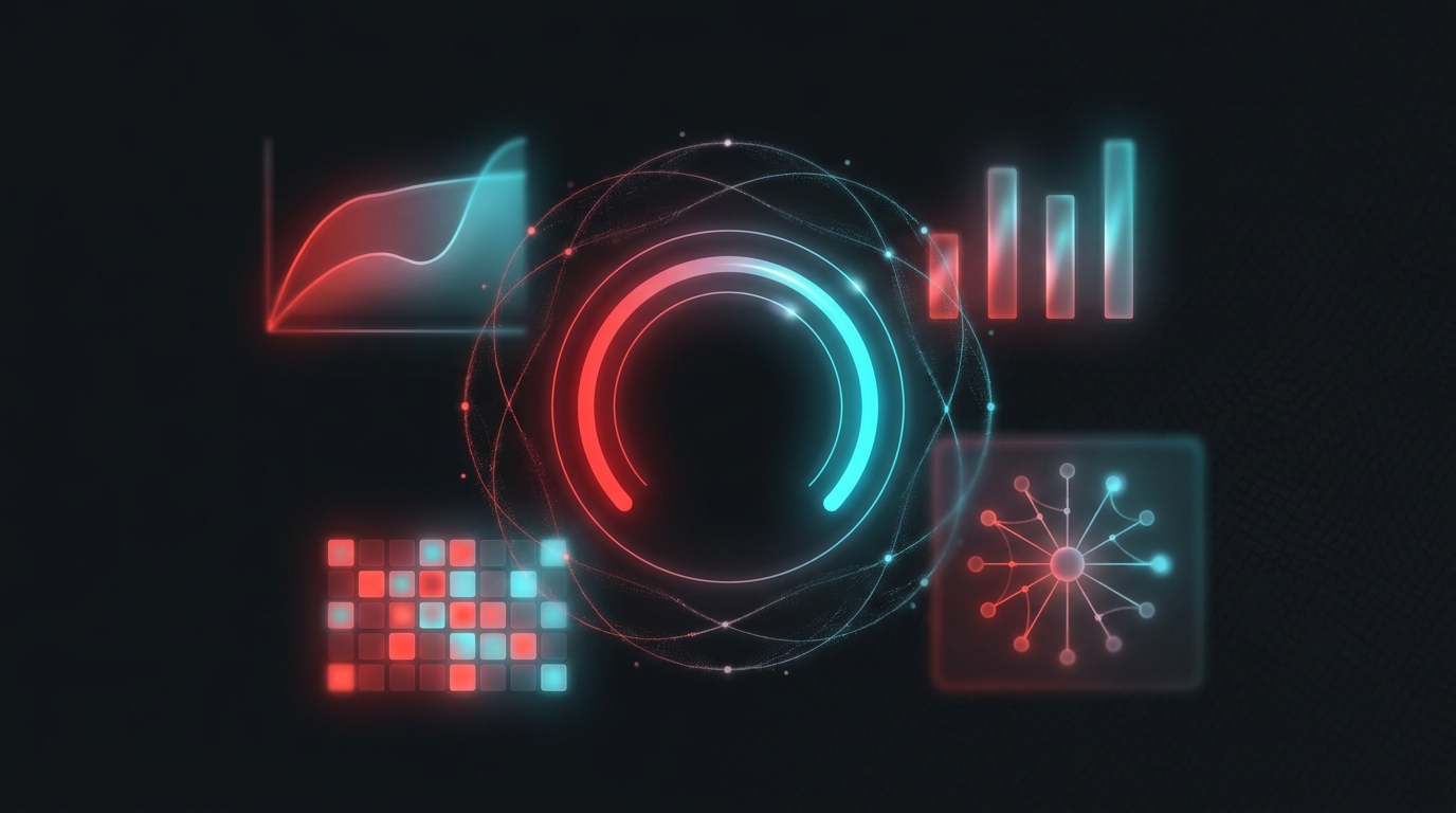 Engagement score gauge, retention curve, cohort heatmap and distribution diagram